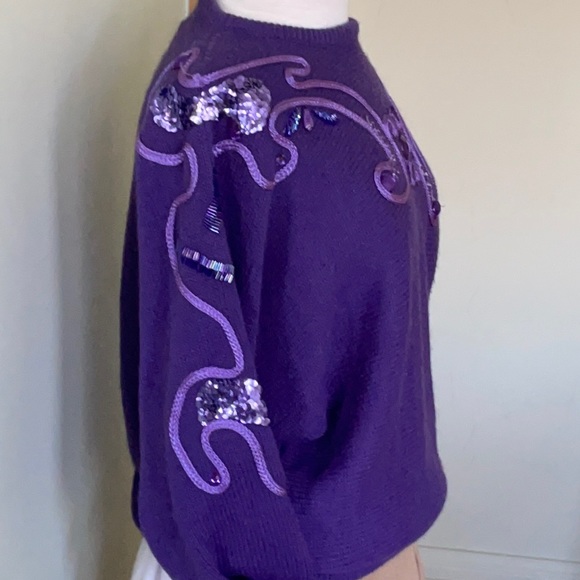 Vintage Purple Knit Sweater, Size M - Picture 6 of 14